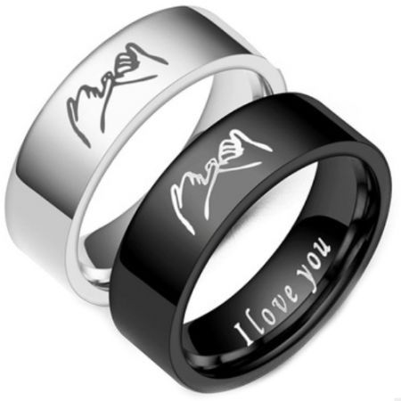 *COI Titanium Black/Silver I Promise I Love You Ring-6872AA