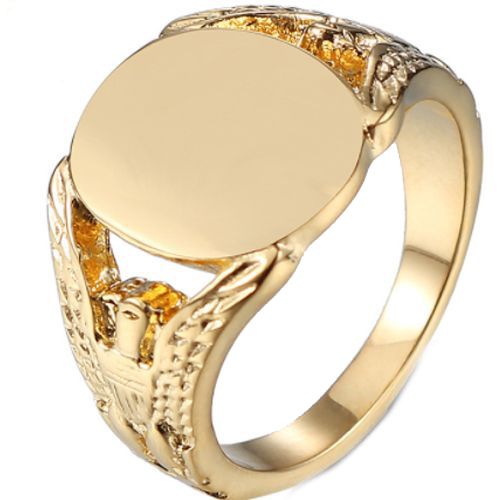 **COI Gold Tone Titanium Eagle Signet Ring-7111