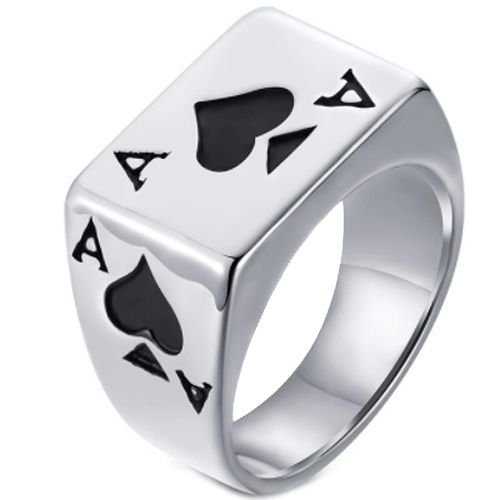 **COI Titanium Black Silver Ace of Spade Ring-7121