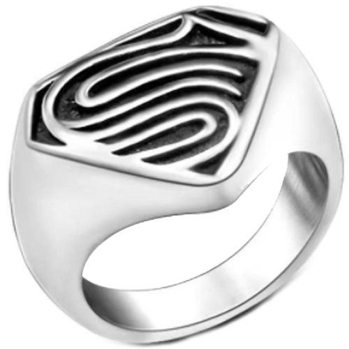 **COI Titanium Black Silver Super Man Ring-7158AA