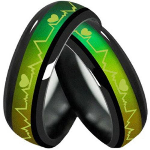 **COI Black Titanium Heartbeat & Heart Dome Court Ring-7296