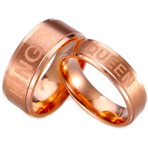 **COI Rose Titanium King Queen Step Edges Ring-7306