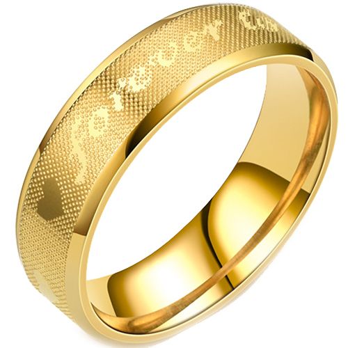 **COI Gold Tone Titanium Forever Love Beveled Edges Ring-7343BB