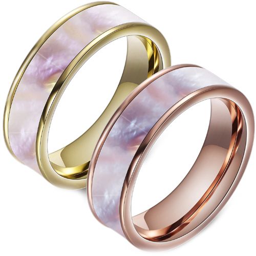 **COI Titanium Rose/Gold Tone/Silver Abalone Shell Pipe Cut Flat Ring-7398BB