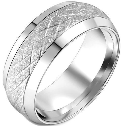 **COI Titanium Sandblasted Grooves Ring-7424BB