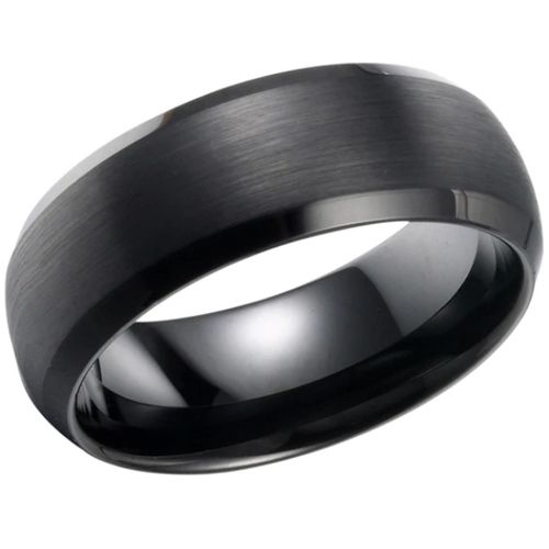 **COI Black Titanium Dome Court Beveled Edges Ring-7465AA