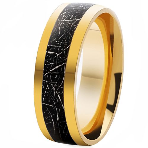 **COI Gold Tone Titanium Dome Court Ring With Meteorite-7488AA