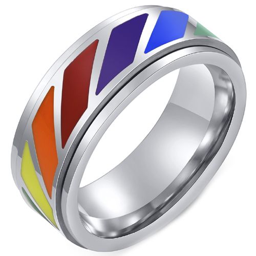 **COI Titanium Rainbow Color Step Edges Ring-7551BB