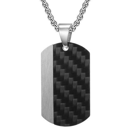 COI Titanium Gold Tone/Silver Pendant With Carbon Fiber-7672BB