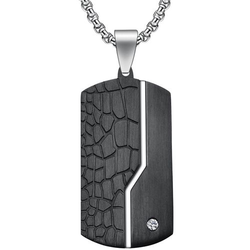 COI Titanium Black Silver Pendant With Cubic Zirconia-7673BB