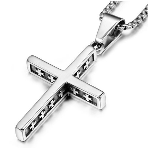 COI Titanium Gold Tone/Silver Cross Pendant-7722BB