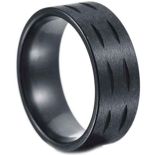 **COI Black Titanium Grooves Ring-7841BB