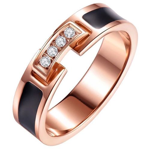 **COI Titanium Rose Black Ring With Cubic Zirconia-7854BB