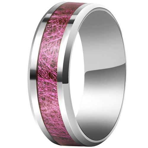 **COI Titanium Purple Red Meteorite Beveled Edges Ring-7873BB