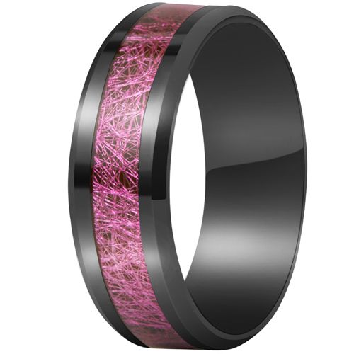 **COI Black Titanium Purple Red Beveled Edges Ring-7874BB