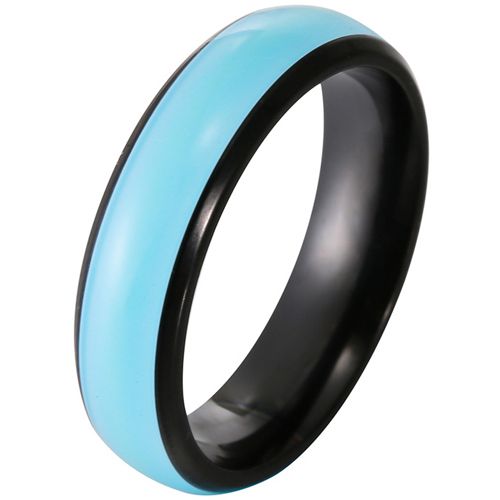 **COI Black Titanium Blue Luminous Dome Court Ring-7877BB