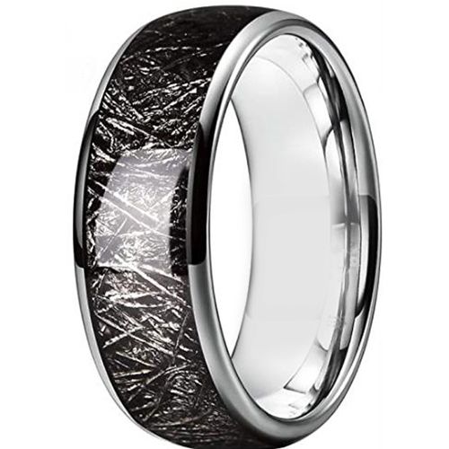 **COI Titanium Black Meteorite Dome Court Ring-8013BB