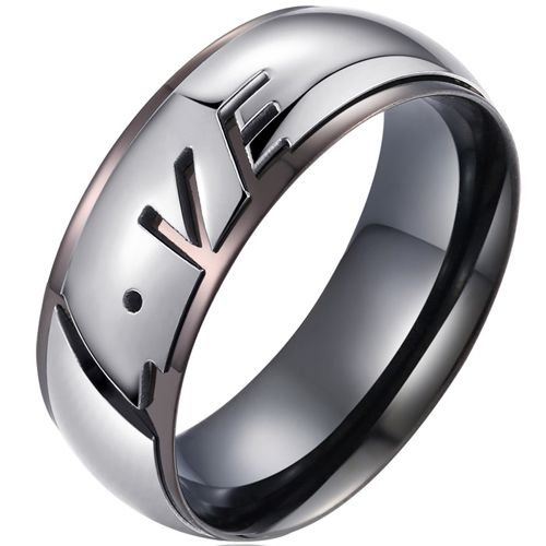 **COI Titanium Black Silver Love Ring-8110BB