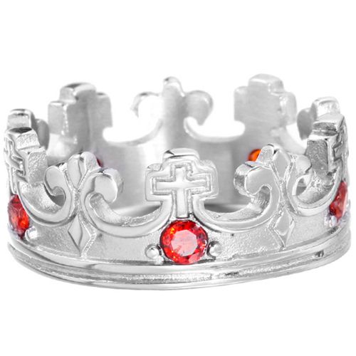 **COI Titanium Crown Ring With Created Green Emerald/Blue Sapphire/Red Ruby/Black Cubic Zirconia-8321BB