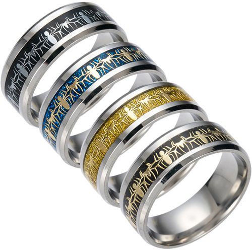 **COI Titanium Spider Beveled Edges Ring-8392BB