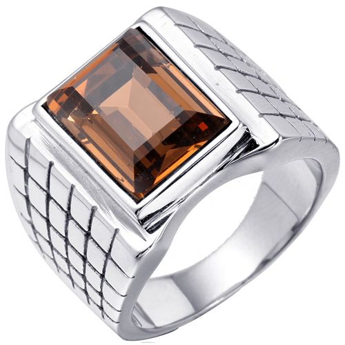 **COI Titanium Gold Tone/Silver Grooves Ring With Tiger Eye-8465BB