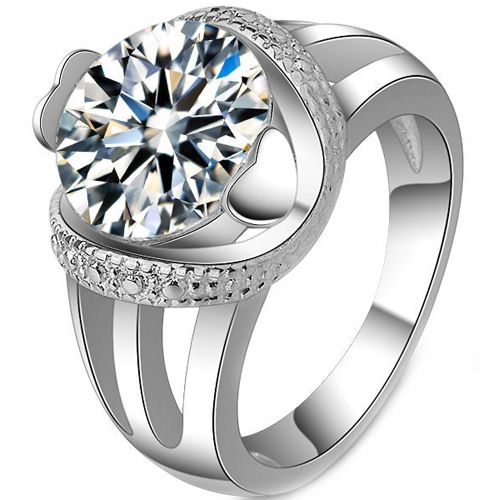 **COI Titanium Solitaire Ring With Cubic Zirconia-8607BB