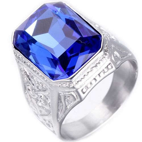 **COI Titanium Ring With Blue/Red/Black/White/Yellow Cubic Zirconia-8610BB