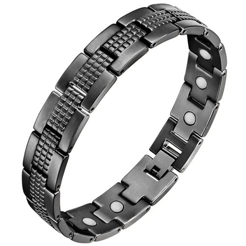 **COI Black Titanium Bracelet With Steel Clasp(Length: 8.26 inches)-8613BB