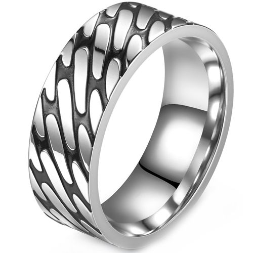 **COI Titanium Black Silver Ring-8629BB