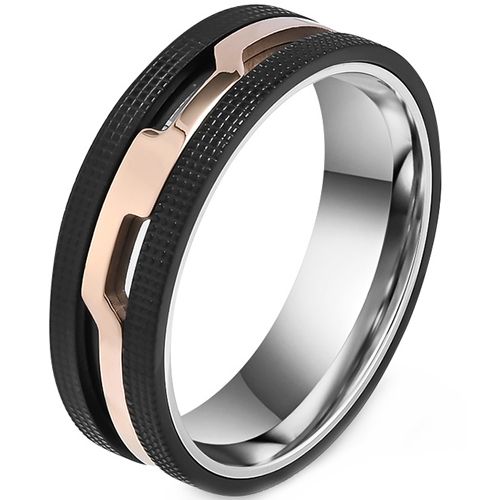 **COI Titanium Black Rose/Silver Ring-8647BB