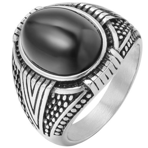 **COI Titanium Black Silver Ring With Black Onyx-8720BB