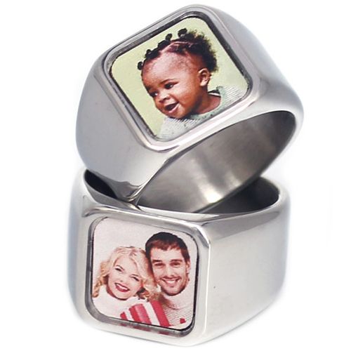 **COI Titanium Ring With Custom Photo Engraving-8736BB