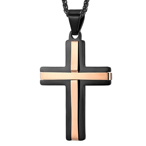 **COI Titanium Black Blue/Rose/Silver Cross Pendant-8777BB