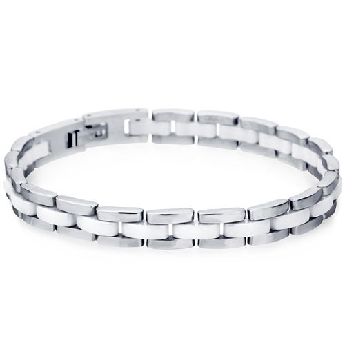 **COI Titanium White Ceramic Bracelet With Steel Clasp(Length: 8.27 inches)-8832BB