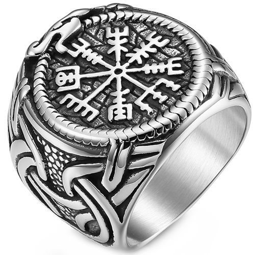 **COI Titanium Black Silver/Black Viking Ring-8927BB