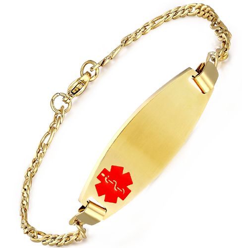 **COI Gold Tone Titanium Medical Alert Bracelet With Steel Clasp(Length: 7.87 inches)-9075BB