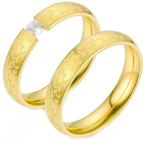 **COI Gold Tone Titanium Celtic Couple Wedding Band Ring-9098BB