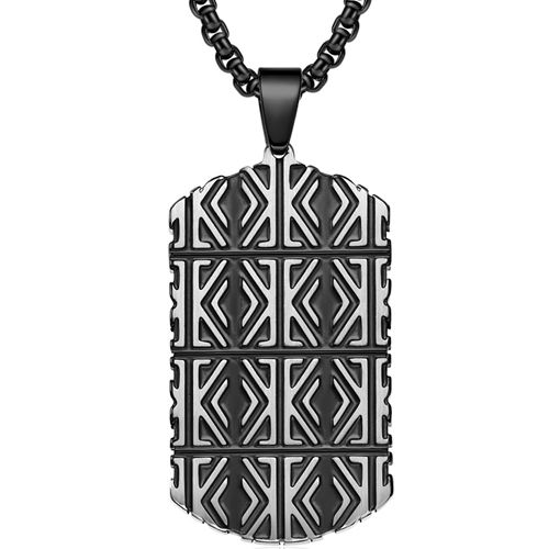 **COI Titanium Silver Black/Gold Tone/Silver Grooves Dog Tag Pendant-9150BB