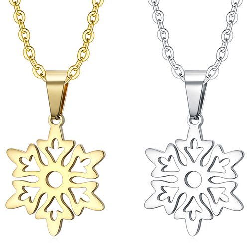 **COI Titanium Gold Tone/Silver Snowflake Pendant-9220BB