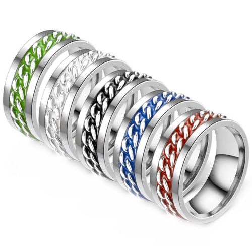 **COI Titanium Black/White/Blue/Green/Red Silver Keychain Link Ring-9232BB