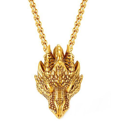 **COI Titanium Gold Tone/Silver Dragon Pendant-9395BB