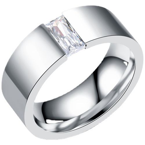 **COI Titanium 8mm Solitaire Ring With Cubic Zirconia-9416BB