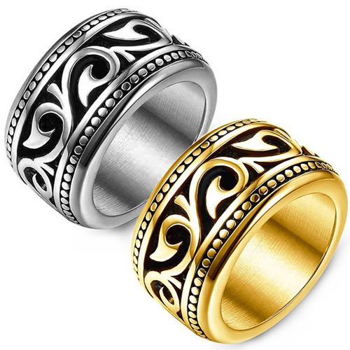 **COI Titanium Black Gold Tone/Silver Celtic Ring-9426BB