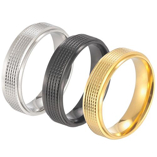 **COI Titanium Black/Gold Tone/Silver Step Edges Ring-9461BB