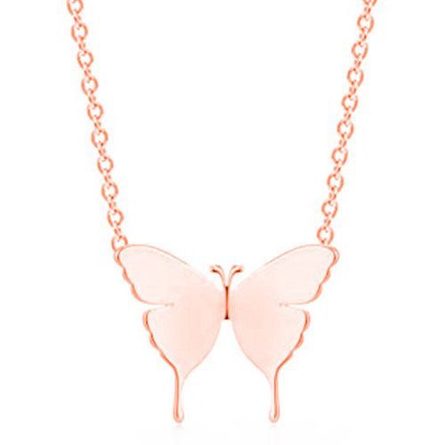 **COI Titanium Rose/Gold Tone/Silver Butterfly Necklace(Length: 19.7 inches)-9539BB