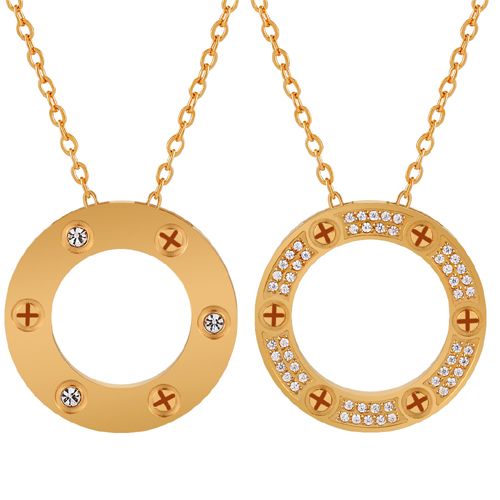 **COI Titanium Gold Tone/Silver Necklace With Cross and Cubic Zirconia(Length: 17.7 inches)-9698BB