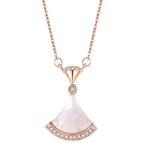 **COI Rose Titanium Abalone Shell & Cubic Zirconia Necklace(Length:17.70 inches)-9700BB