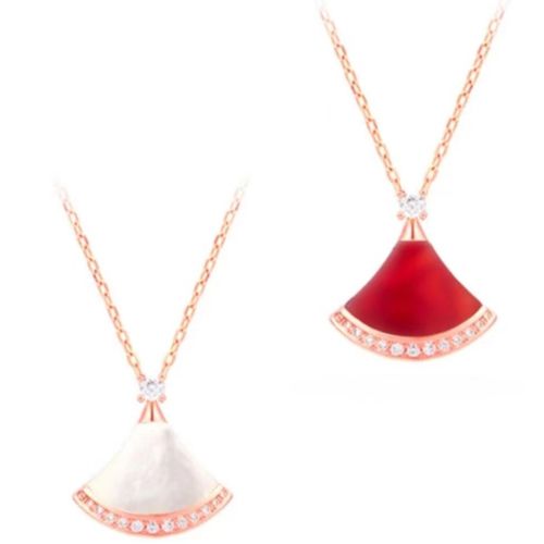 **COI Titanium Rose/Silver Abalone Shell/Created Red Ruby Cubic Zirconia Necklace(Length:17.70 inches)-9705BB
