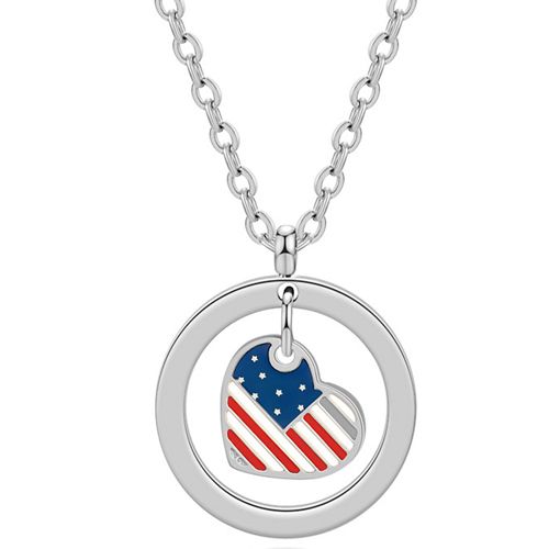 **COI Titanium Gold Tone/Rose/Silver Heart Pendant With American Flag-9926BB