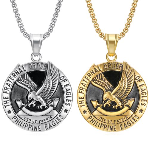 **COI Titanium Black Gold Tone/Silver Eagle Pendant-9928BB